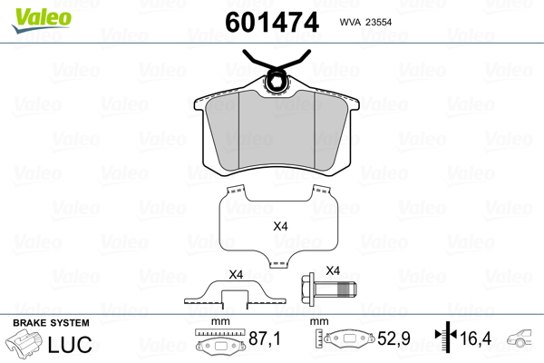 VALEO Hátsó fékbetét 601474_VALEO