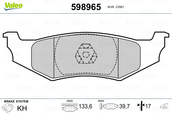 VALEO 598965_VALEO Hátsó fékbetét