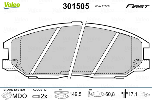 VALEO FIRST Első fékbetét 301505_VALEO