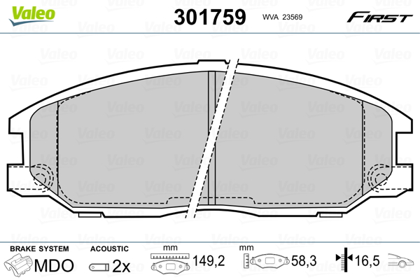 VALEO FIRST Első fékbetét 301759_VALEO