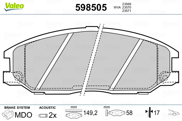 VALEO Első fékbetét 598505_VALEO