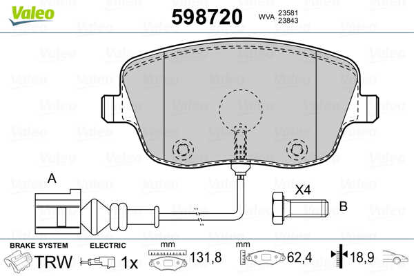 VALEO Első fékbetét 598720_VALEO