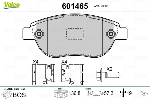 VALEO Első fékbetét 601465_VALEO