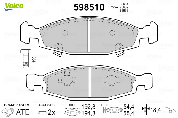 VALEO Első fékbetét 598510_VALEO