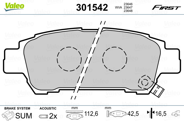 VALEO Hátsó fékbetét 301542_VALEO