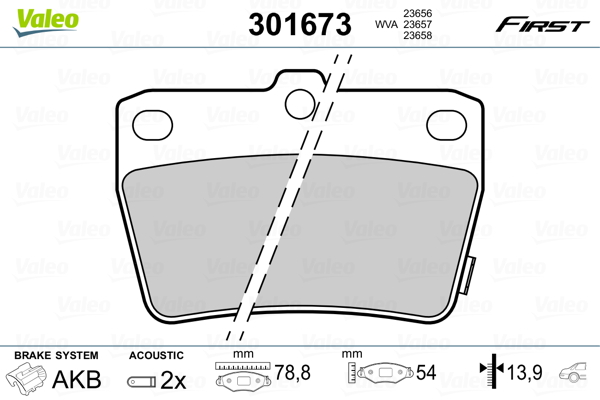 VALEO Hátsó fékbetét 301673_VALEO