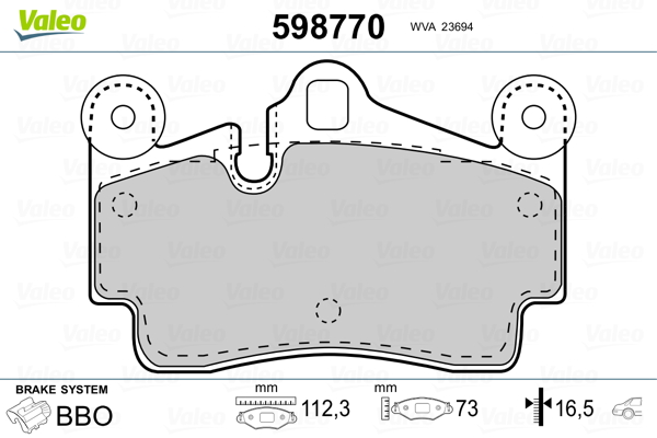 VALEO Hátsó fékbetét 598770_VALEO