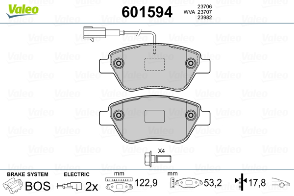 VALEO Első fékbetét 601594_VALEO