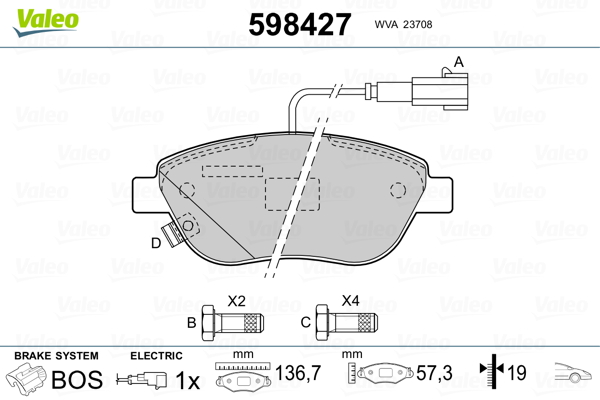 VALEO Első fékbetét 598427_VALEO