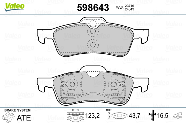 VALEO Hátsó fékbetét 598643_VALEO