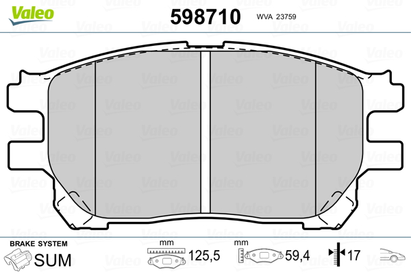 VALEO Első fékbetét 598710_VALEO