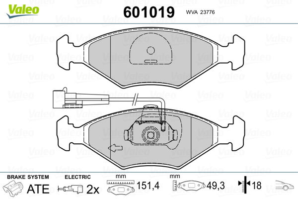 VALEO Első fékbetét 601019_VALEO