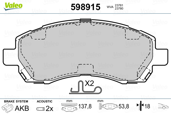 VALEO 598915_VALEO Első fékbetét