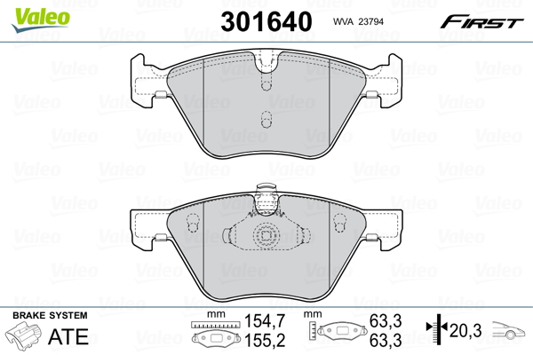 VALEO FIRST Első fékbetét 301640_VALEO