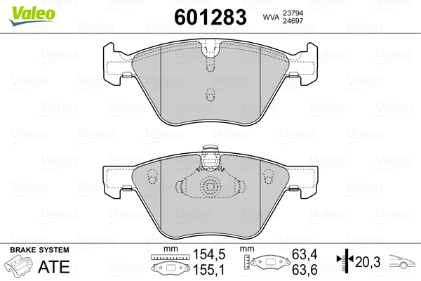 VALEO Első fékbetét 601283_VALEO