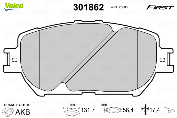 VALEO FIRST Első fékbetét 301862_VALEO