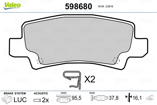 VALEO Hátsó fékbetét 598680_VALEO