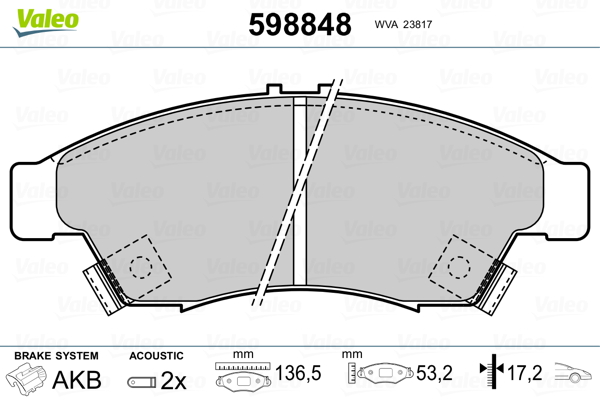 VALEO Első fékbetét 598848_VALEO