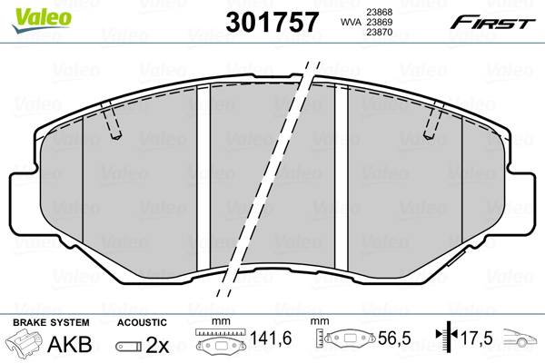 VALEO Első fékbetét 301757_VALEO