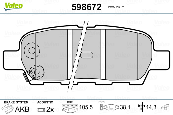 VALEO Hátsó fékbetét 598672_VALEO