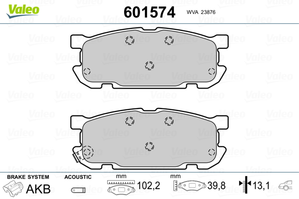 VALEO Hátsó fékbetét 601574_VALEO