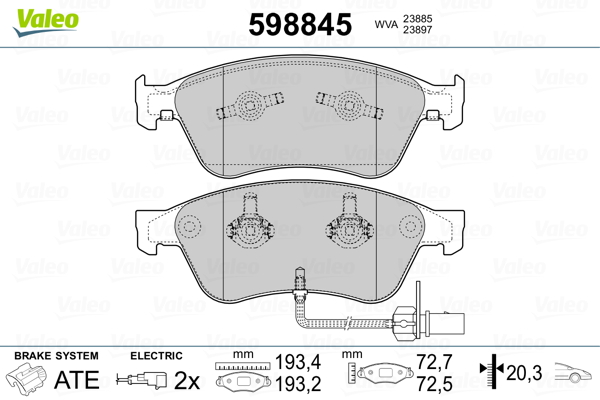 VALEO Első fékbetét 598845_VALEO