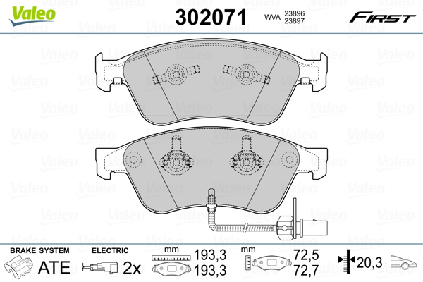 VALEO Első fékbetét 302071_VALEO