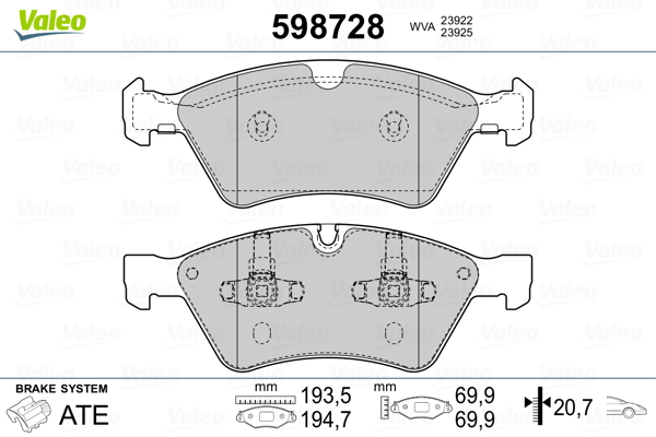 VALEO Első fékbetét 598728_VALEO