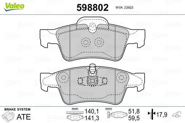 VALEO Hátsó fékbetét 598802_VALEO