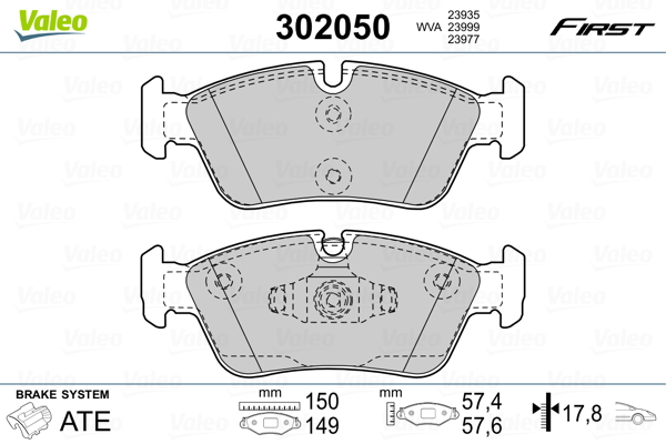 VALEO Első fékbetét 302050_VALEO