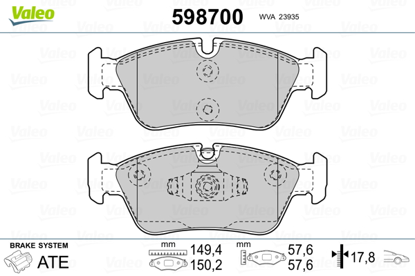 VALEO Első fékbetét 598700_VALEO