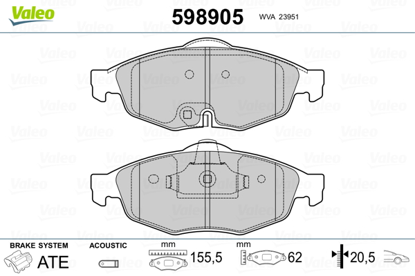 VALEO Első fékbetét 598905_VALEO