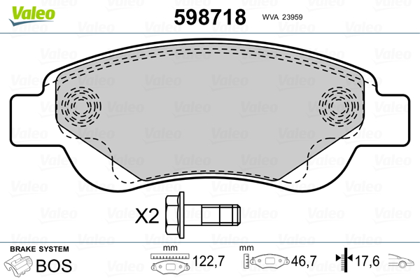 VALEO Első fékbetét 598718_VALEO