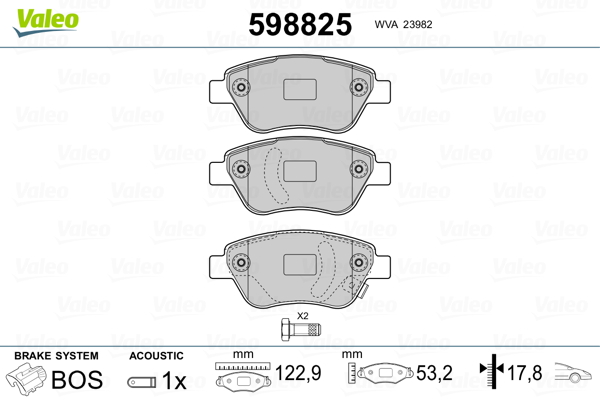 VALEO Első fékbetét 598825_VALEO