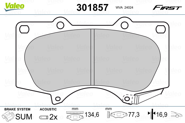 VALEO FIRST Első fékbetét 301857_VALEO