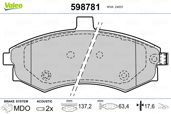 VALEO Első fékbetét 598781_VALEO