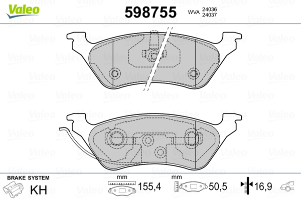 VALEO Hátsó fékbetét 598755_VALEO