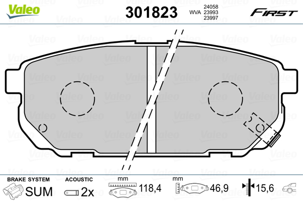 VALEO Hátsó fékbetét 301823_VALEO