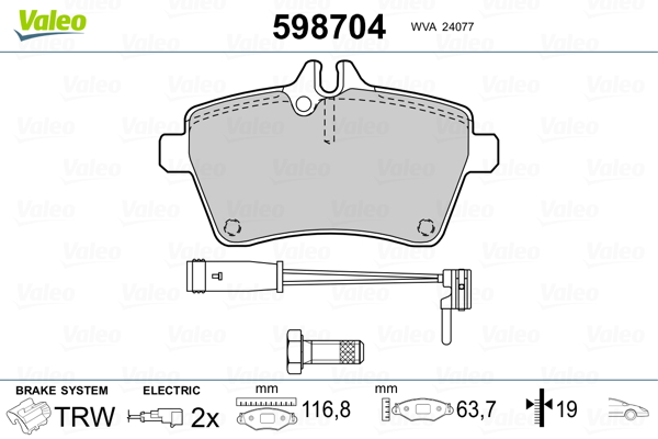 VALEO Első fékbetét 598704_VALEO