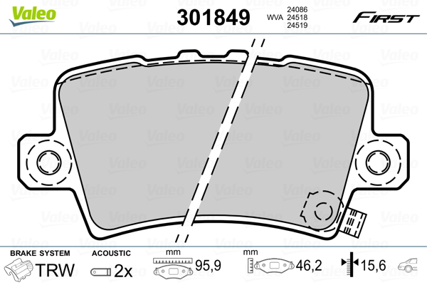 VALEO Hátsó fékbetét 301849_VALEO