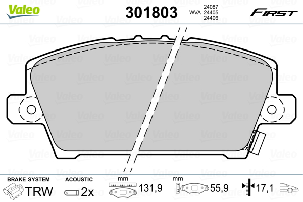 VALEO Első fékbetét 301803_VALEO