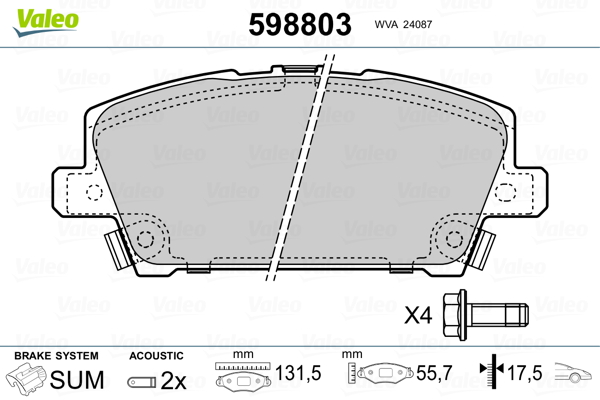 VALEO Első fékbetét 598803_VALEO