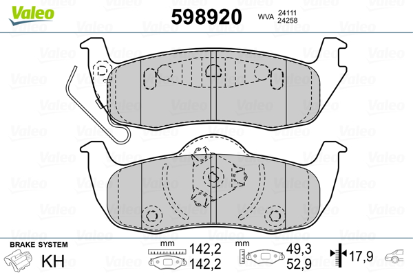 VALEO Hátsó fékbetét 598920_VALEO