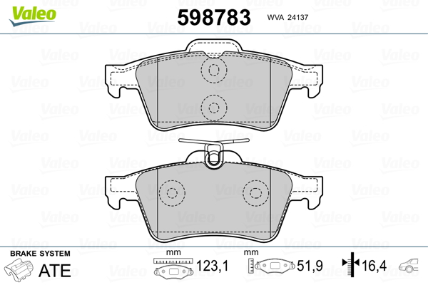 VALEO Hátsó fékbetét 598783_VALEO