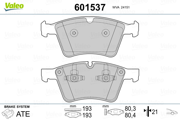 VALEO Első fékbetét 601537_VALEO