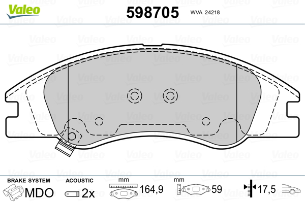 VALEO Első fékbetét 598705_VALEO