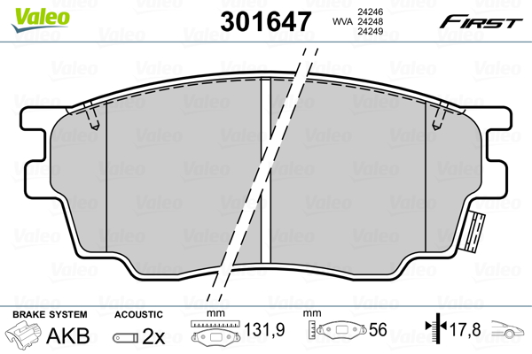 VALEO Első fékbetét 301647_VALEO