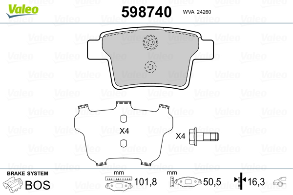 VALEO Hátsó fékbetét 598740_VALEO