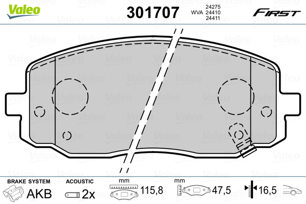 VALEO Első fékbetét 301707_VALEO