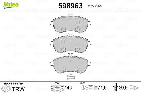 VALEO Első fékbetét 598963_VALEO